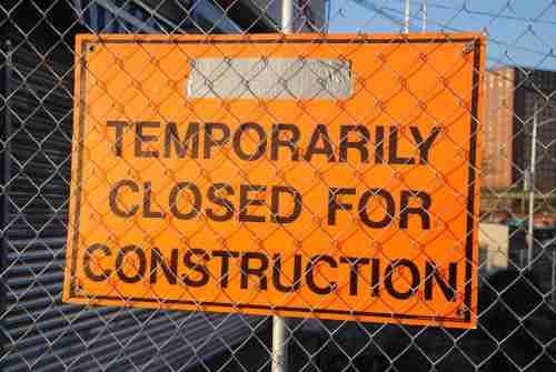 temporarily closed for construction project sign